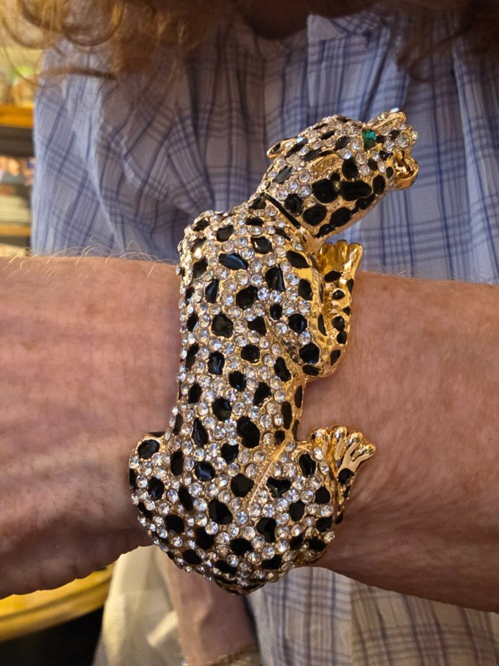 NATASHA STATEMENT LEOPARD WRAPPED AROUND HINGED BRACELET